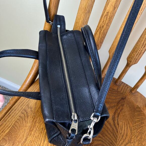 COACH Black Leather Bleecker Mini Riley Carryall Purse Crossbody Light Flaws OS - Picture 4 of 16